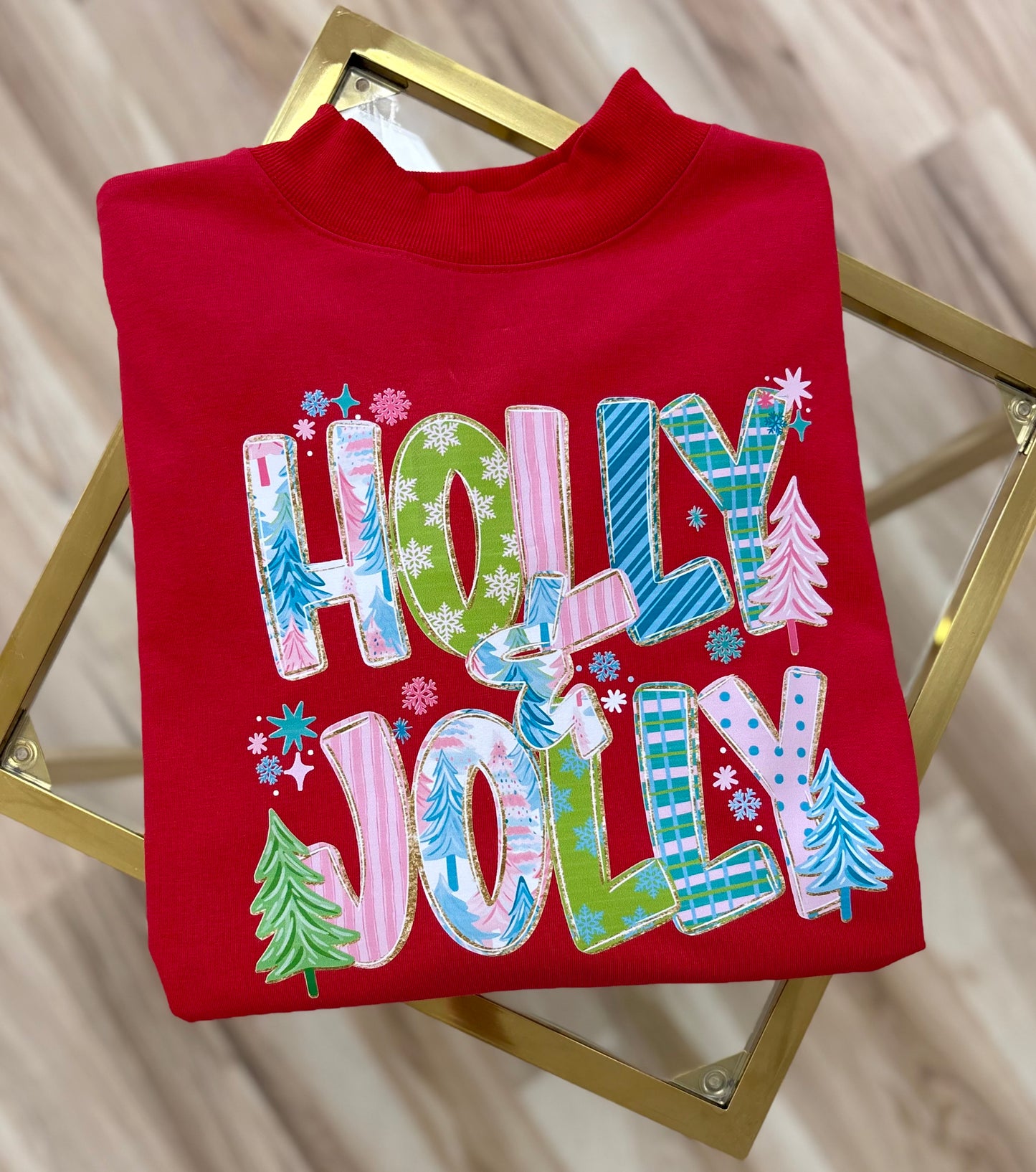 Holly Jolly Graphic Mock Neck