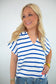 Striped Collared V-Neck Textured Top