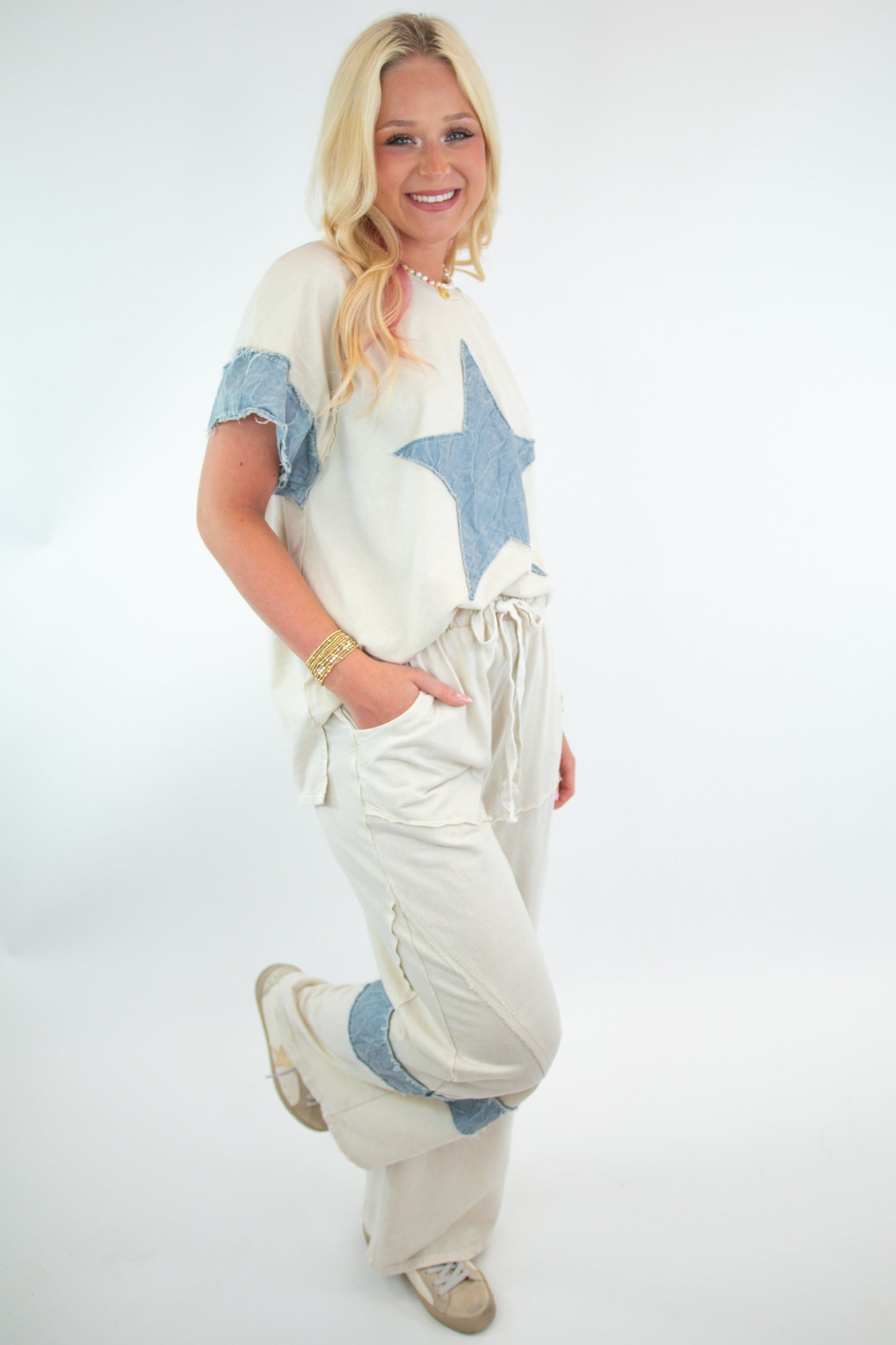 Ivory Mineral Wash Raw Hem Top