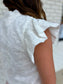 Embroidered Ruffle Sleeve V Neckline Blouse