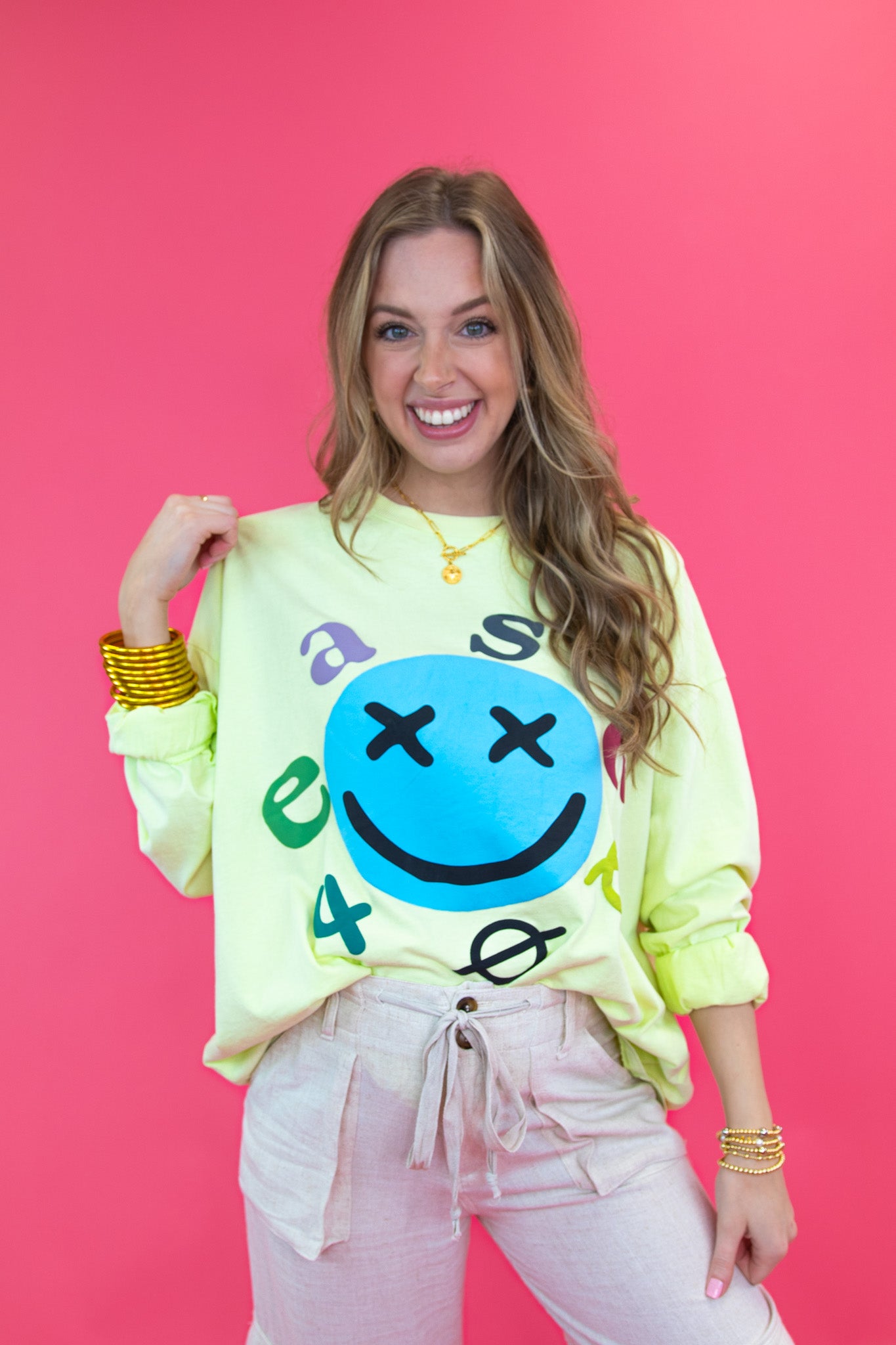 Lime Mineral Wash Smiley Tee