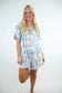 Blue Floral Linen Flowy Romper