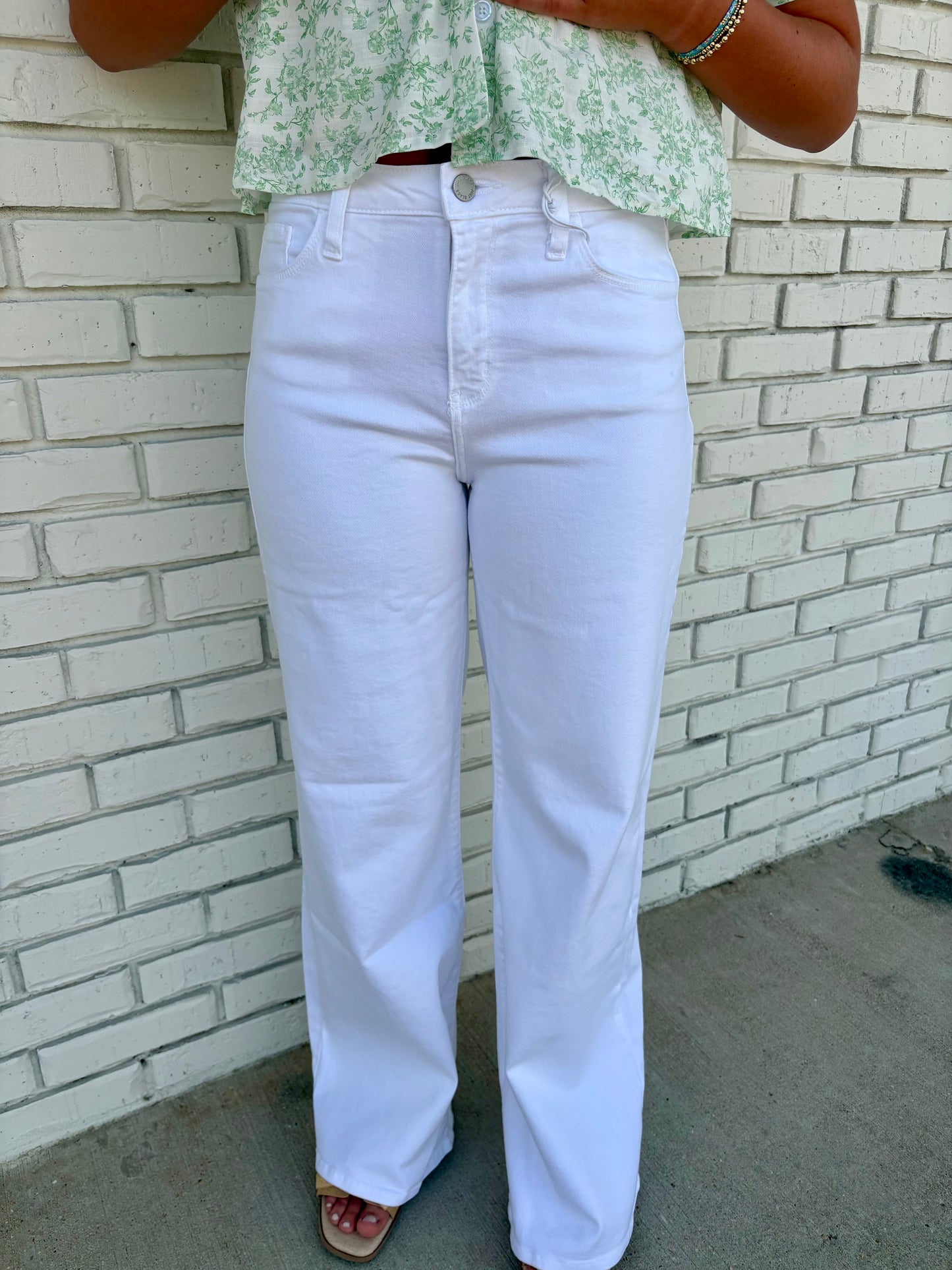 White Stretchy Wide Leg Jean