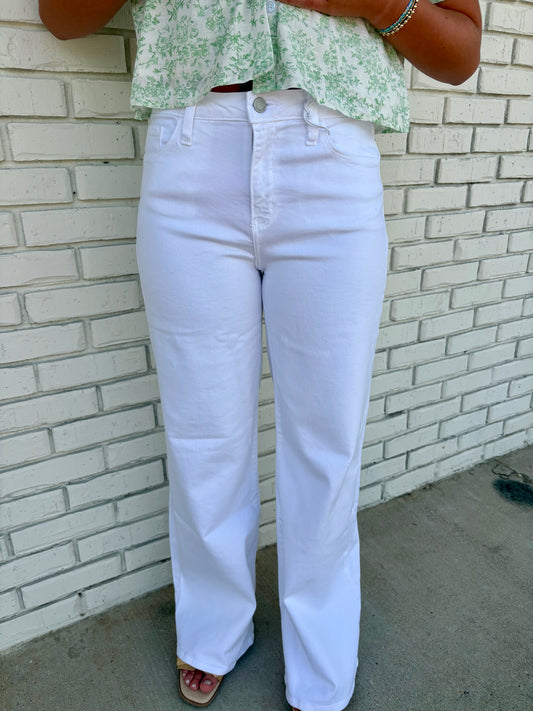 White Stretchy Wide Leg Jean