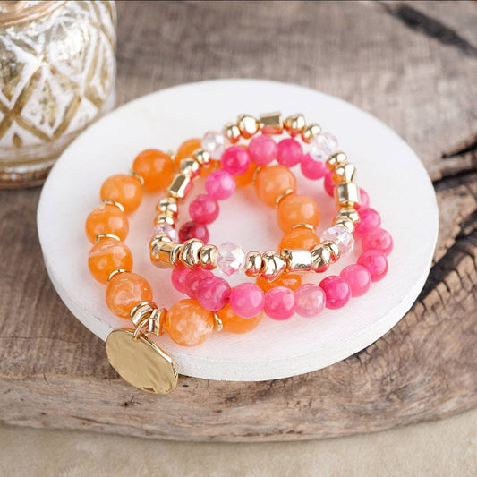 Sorbet Stack Set of 3 Stretchy Beaded Summer Bracelets