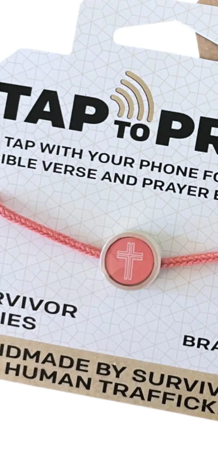 Tap To Pray Braided Bracelet - Coral