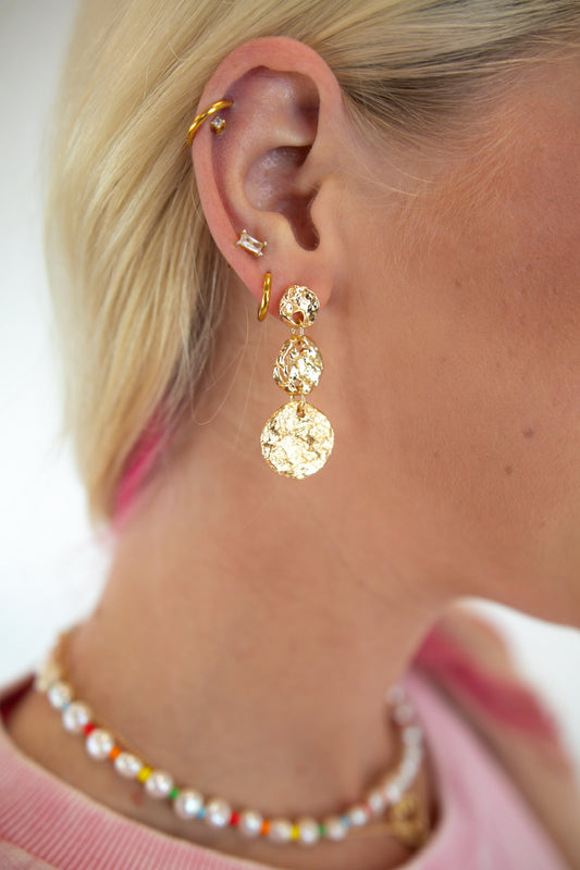 Textured Disc Drop Earrings