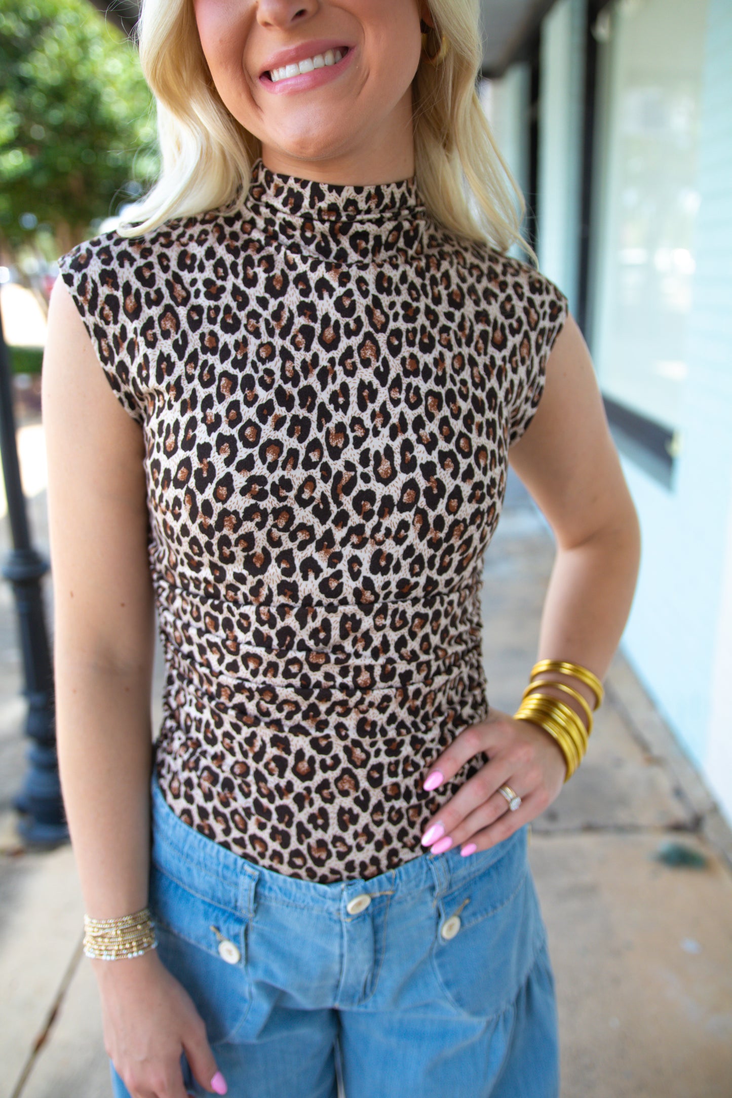 Leopard Print Mock Neck Tank