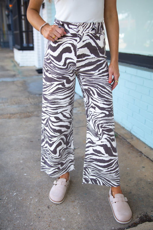 Natural Zebra Print Jeans