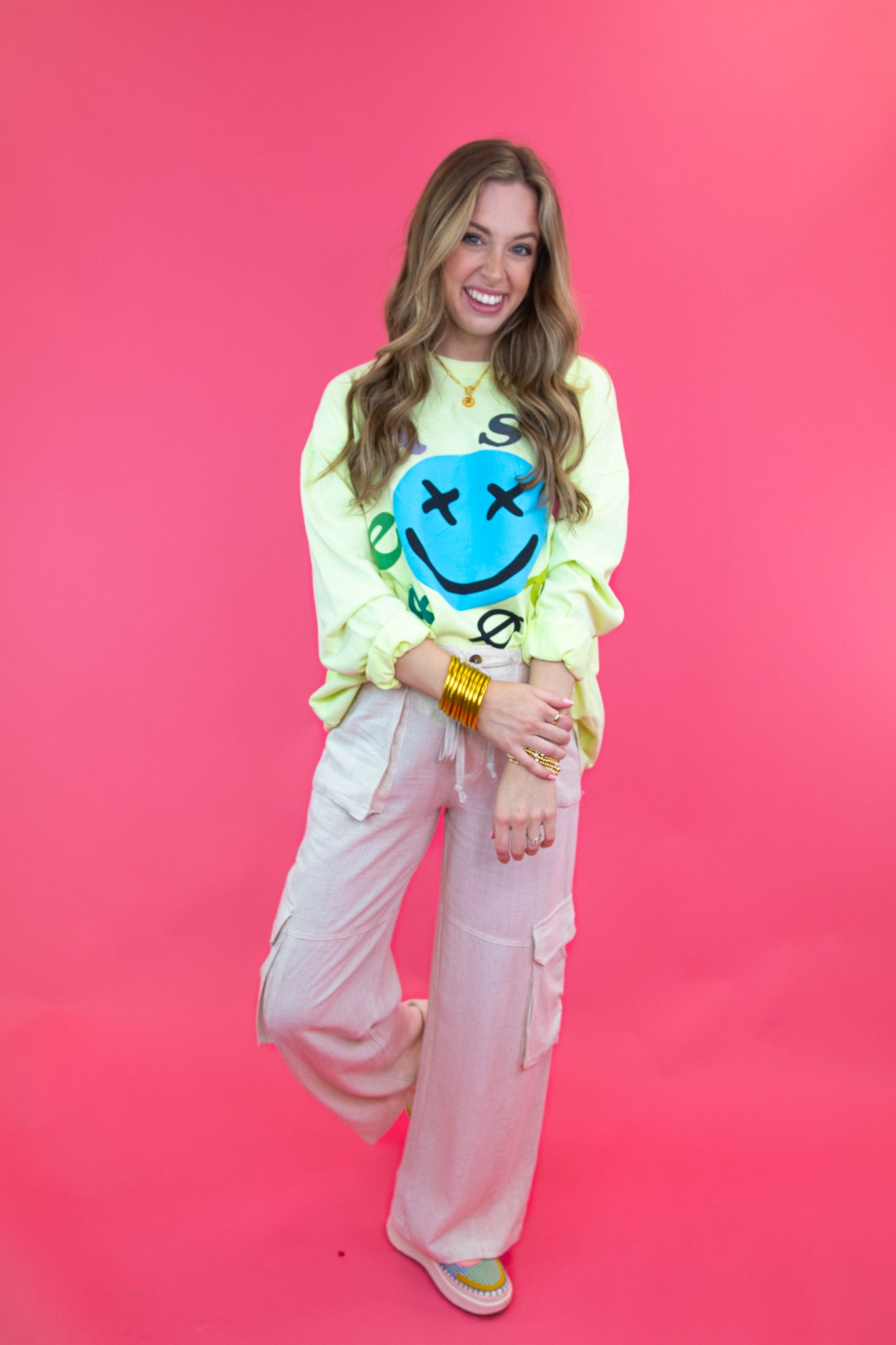 Lime Mineral Wash Smiley Tee