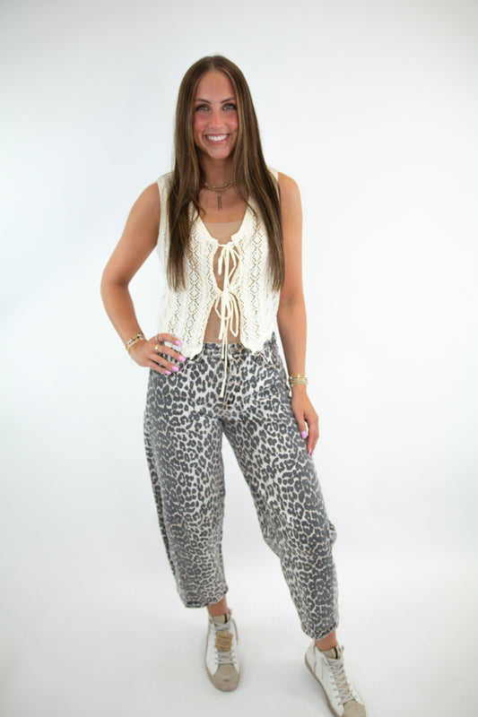 Cream Crochet Tie Vest