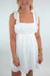 White Ruffle Tie Back Baby Doll Mini Dress