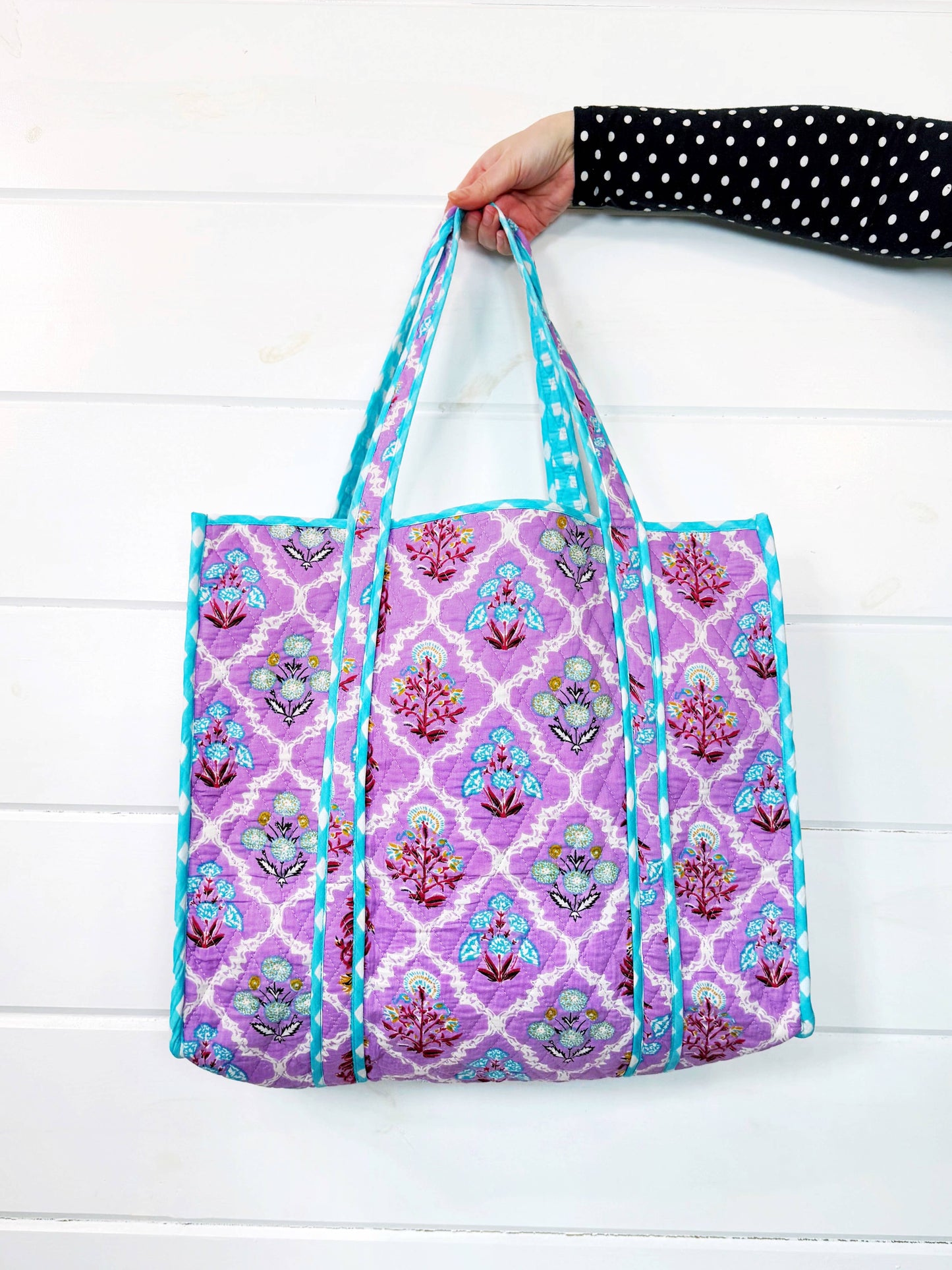 Purple Wildflowers Quilted Travel Tote