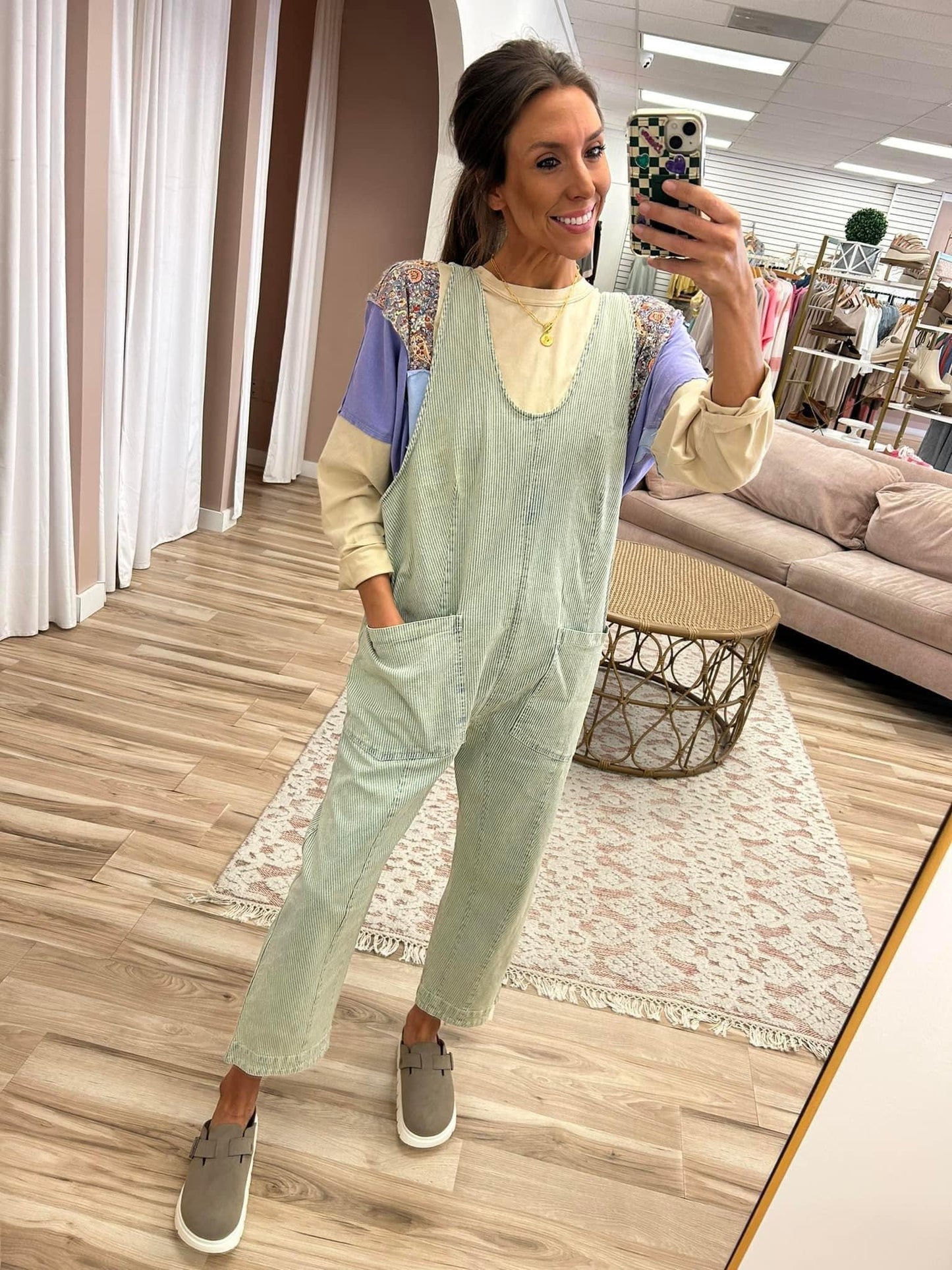 Blue Faded Stripe Jumpsuit