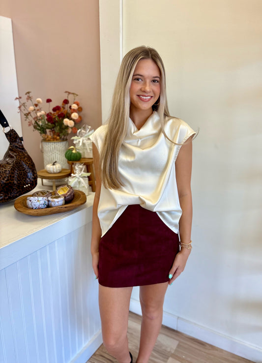 Wine about it Suede Skirt