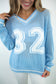 Jersey Style Blue Knit Sweater Top