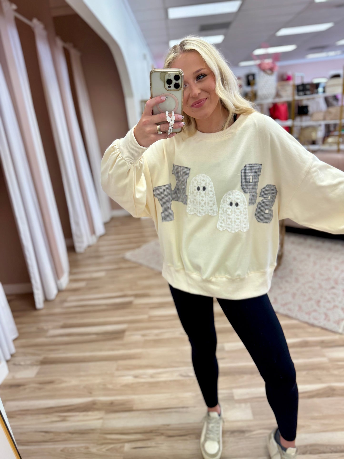 Patchwork Spooky Ghost Pullover