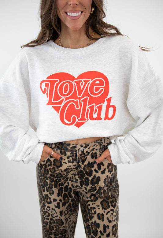Gray "Love Club" Heart Sweatshirt