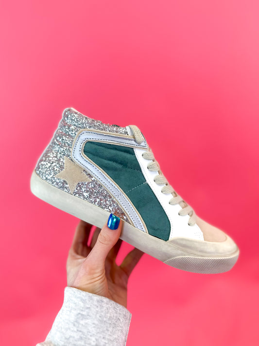 Teal Glitter Star High Top Sneakers MiiM