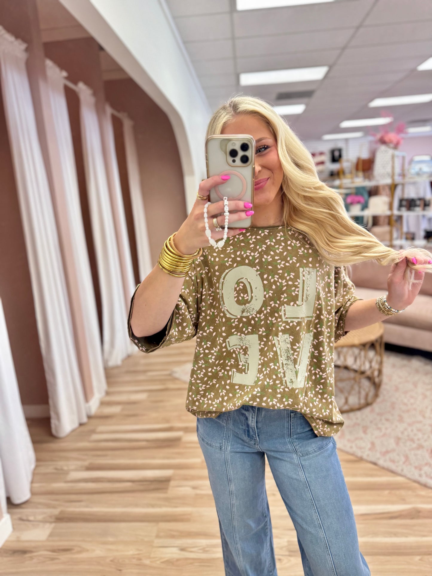 Olive Love Fall Printed Graphic Tee