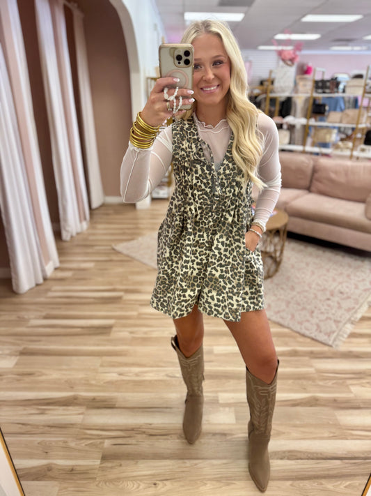 Leopard Print Pleated Romper