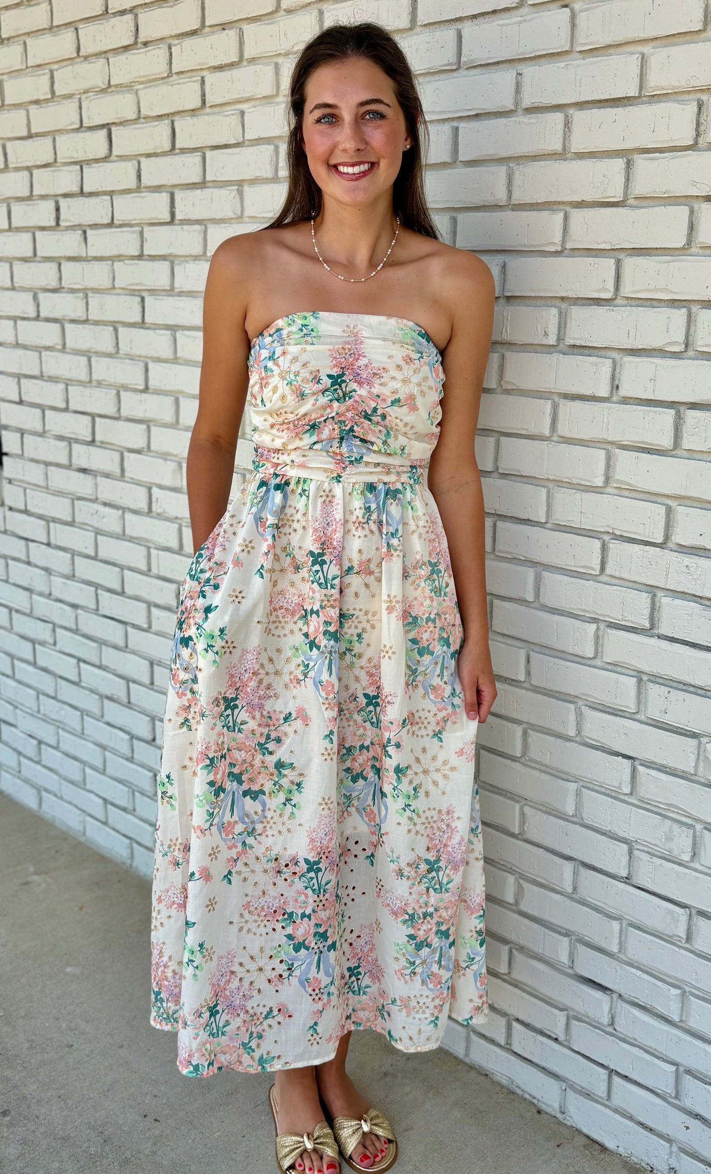Meadow Ruched Midi Dress