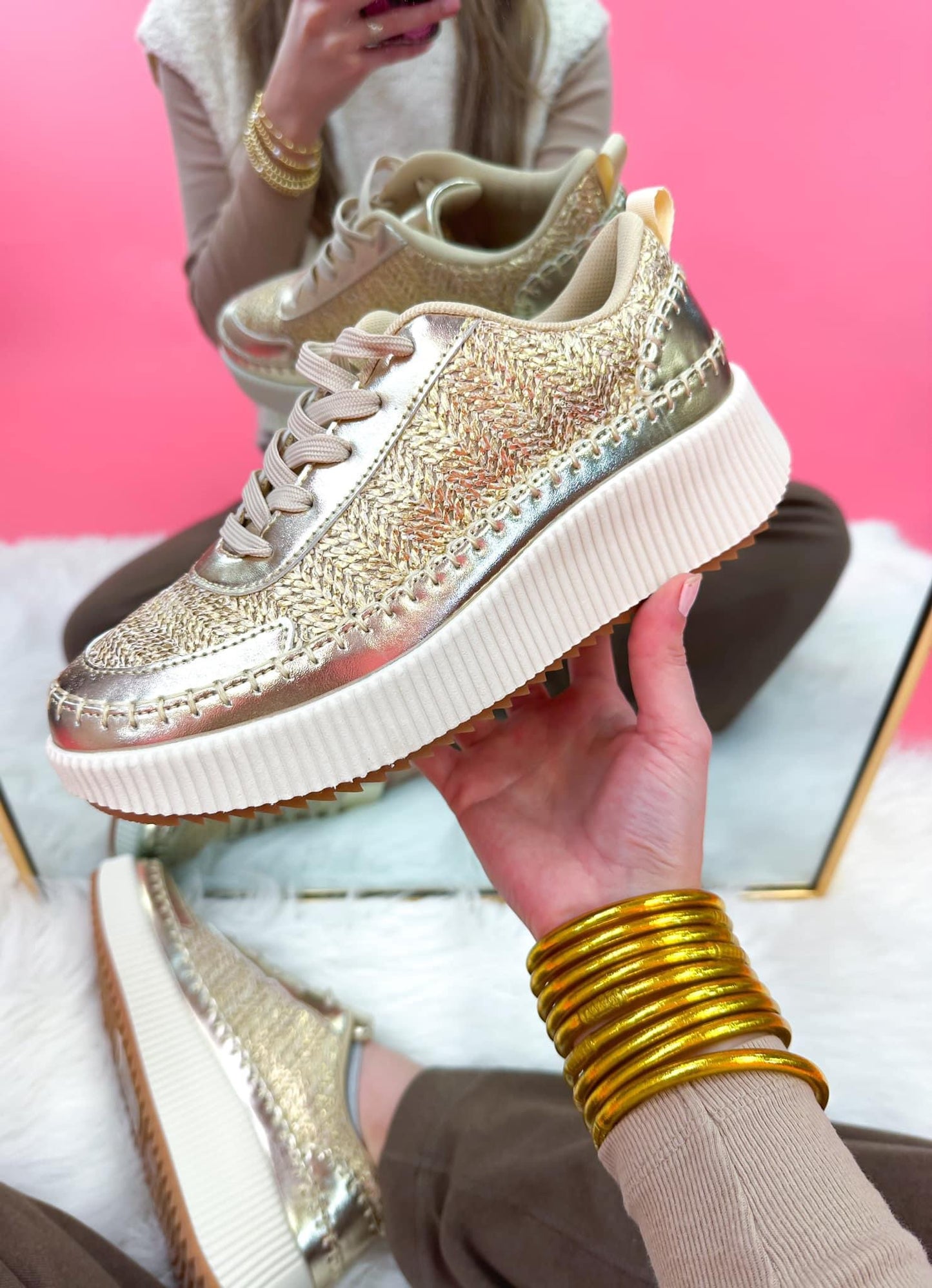 Gold Stitch Platform Sneaker