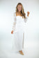 White Lace Sleeve Slit Detail Dress