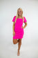 Puff Sleeve Hot Pink Dress