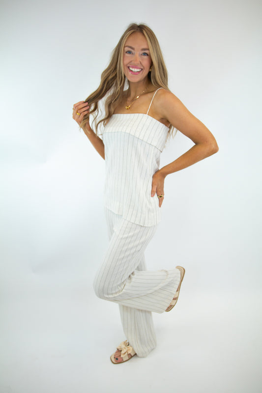 Natural Striped Linen Pants