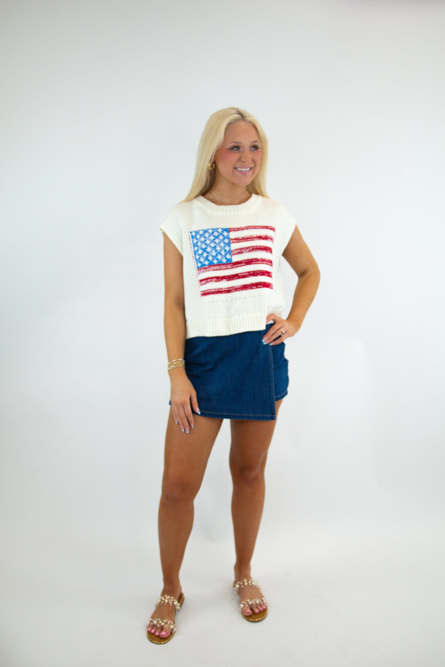 American Flag Lightweight Knit Top