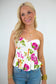 Floral Print Smocked Strapless Top