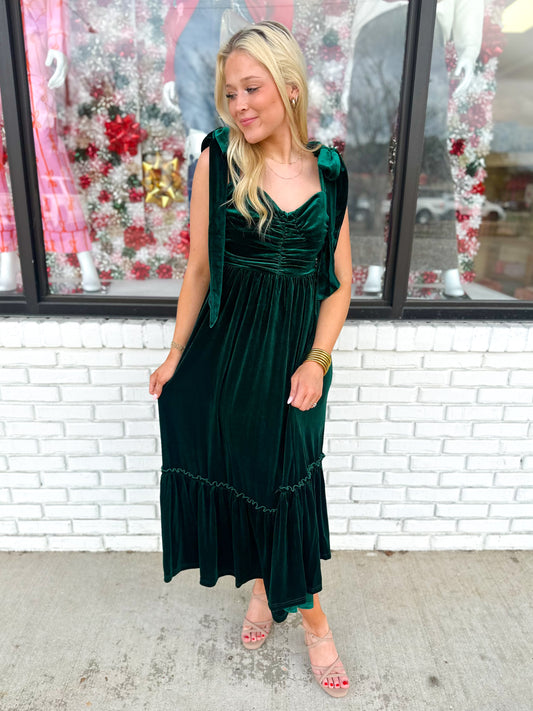Velvet Green Holiday Dress