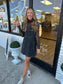 Black Washed Denim Overall Dress