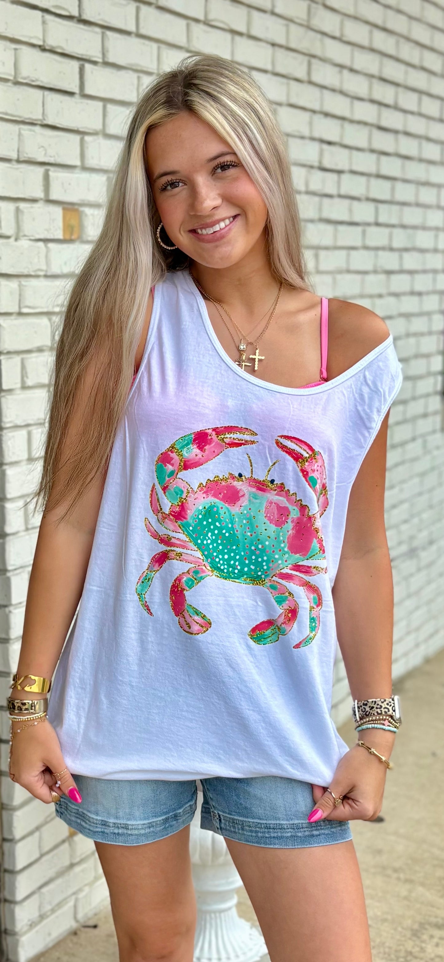 Glitter Crab Graphic Tank