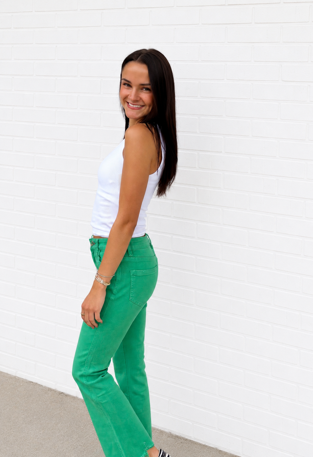 High Rise Crop Flare - Light Green