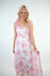 Pink Floral Crochet Lace Strap Maxi Dress
