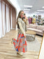 Orange Patchwork Printed Skirt