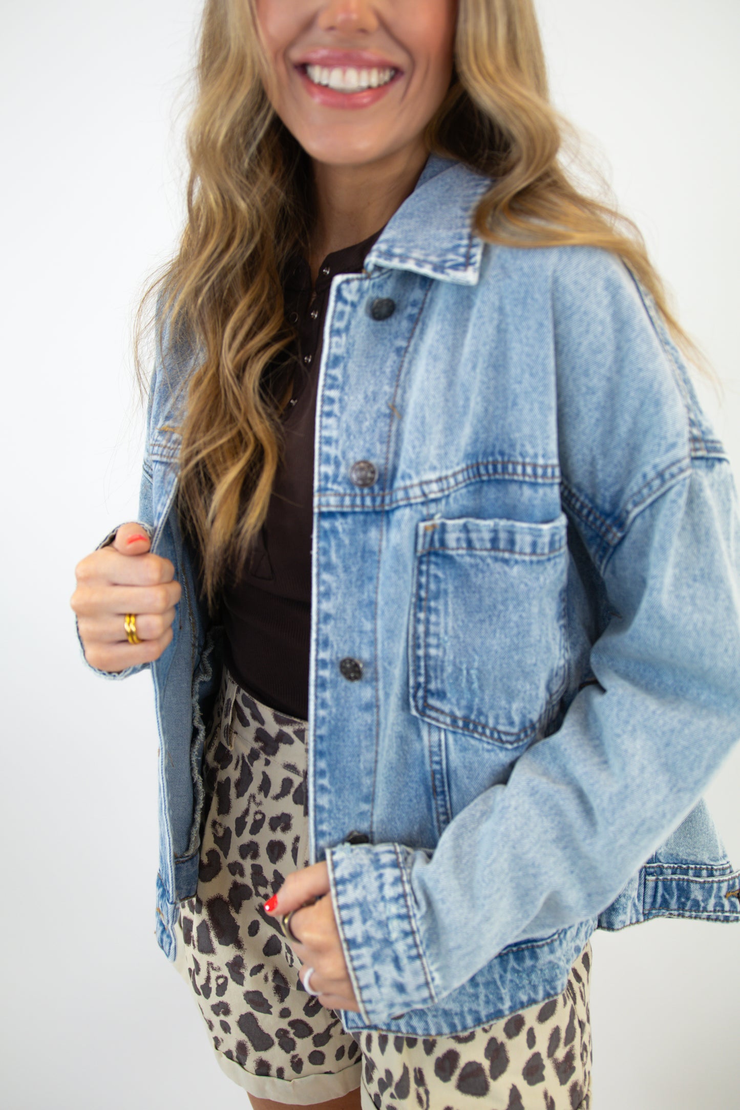 Pleated Denim Jacket