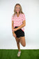 Striped Collared V-Neck Textured Top