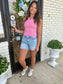 Pink Ribbed Lettuce Hem Tank