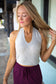 Halter Neck Ribbed Sweater Top
