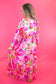 Pink Floral Long Sleeve Maxi Dress