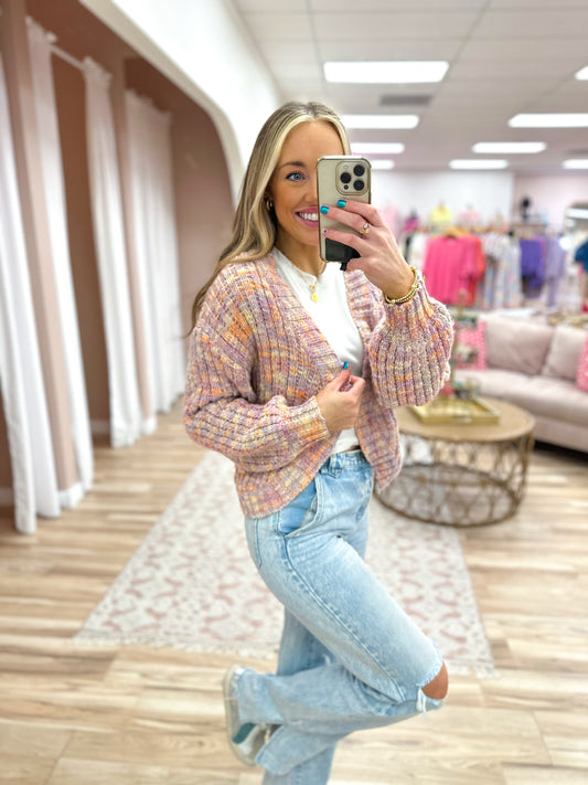 Pink Multicolor Cardigan