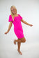 Puff Sleeve Hot Pink Dress