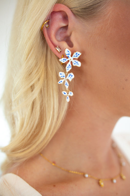 Floral Ceramic Flower Trio Earrings