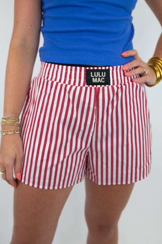Red Striped Lulu Mac Shorts