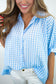 Blue Button Down Oversized Gingham Top