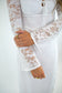White Lace Sleeve Slit Detail Dress