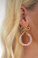 Flower Beaded Hoop Earrings